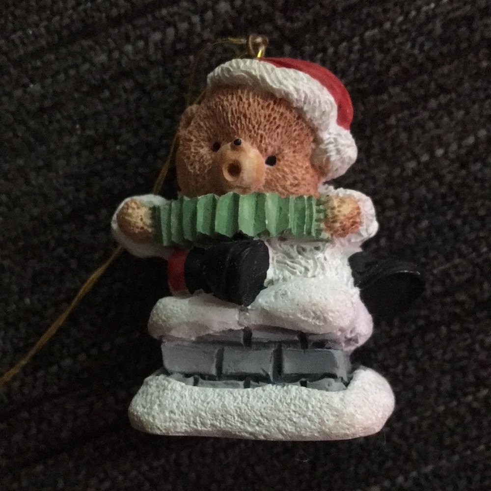 Christmas Bear Ornament with Santa Hat - Picture 2 of 2